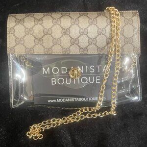 Upcycled From REAL GUCCI Handbags / Stadium Approved Clear Purse (LARGE)